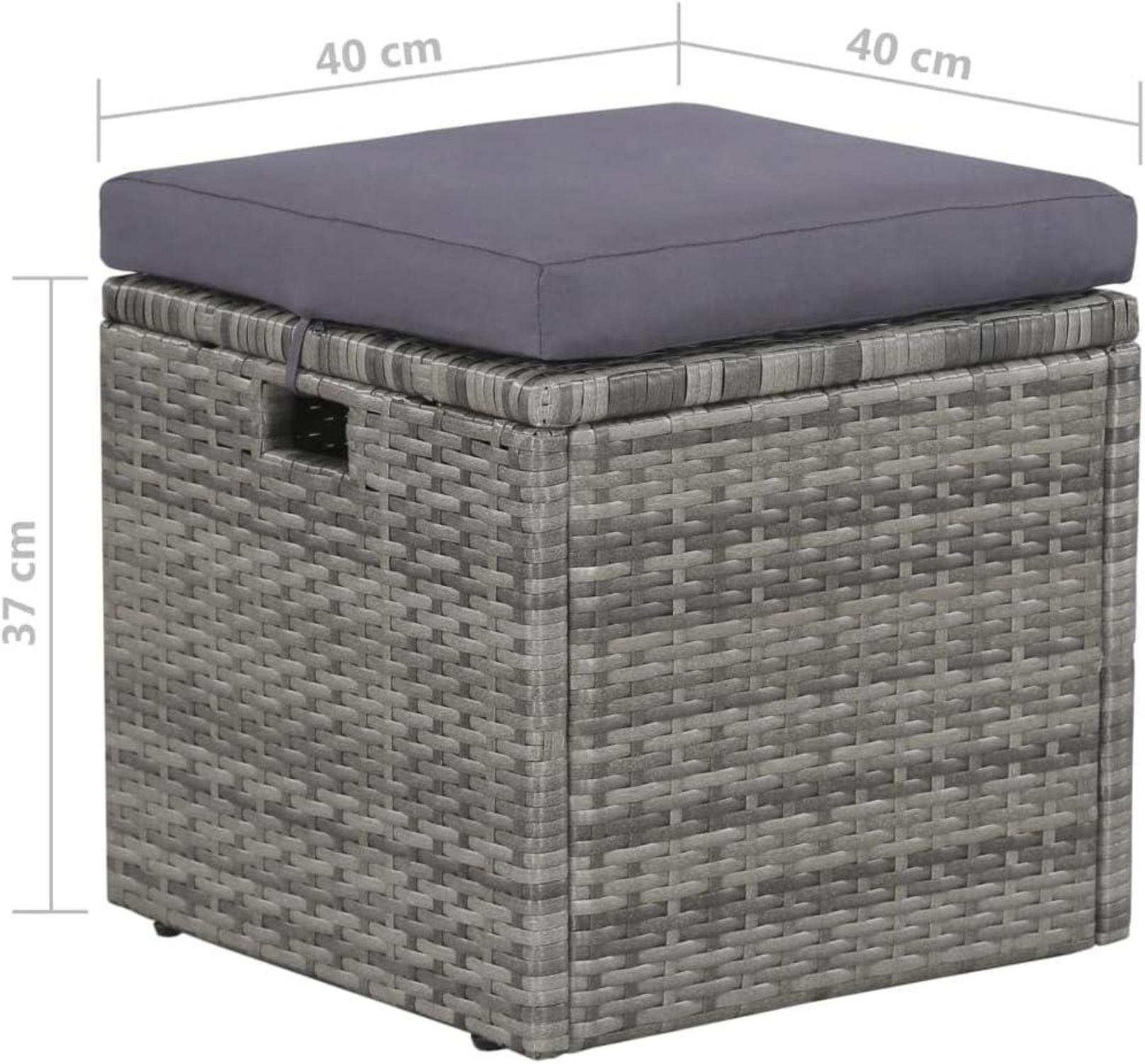 Garten Lounge Set 6tlg. Poly Rattan Grau für 7 Personen inkl. Auflagen