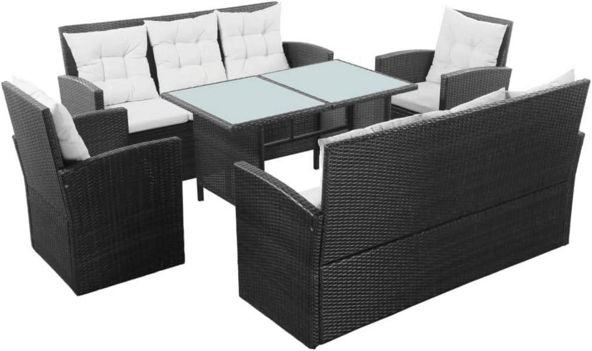 Garten Lounge Set Poly Rattan Auflagen Schwarz Sitzgruppe