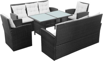Garten Lounge Set Poly Rattan Auflagen Schwarz Sitzgruppe