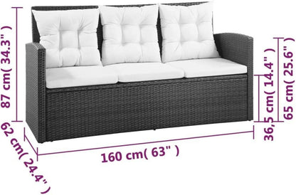 Poly Rattan Garten Lounge Set Schwarz 8 Personen inkl. Auflagen