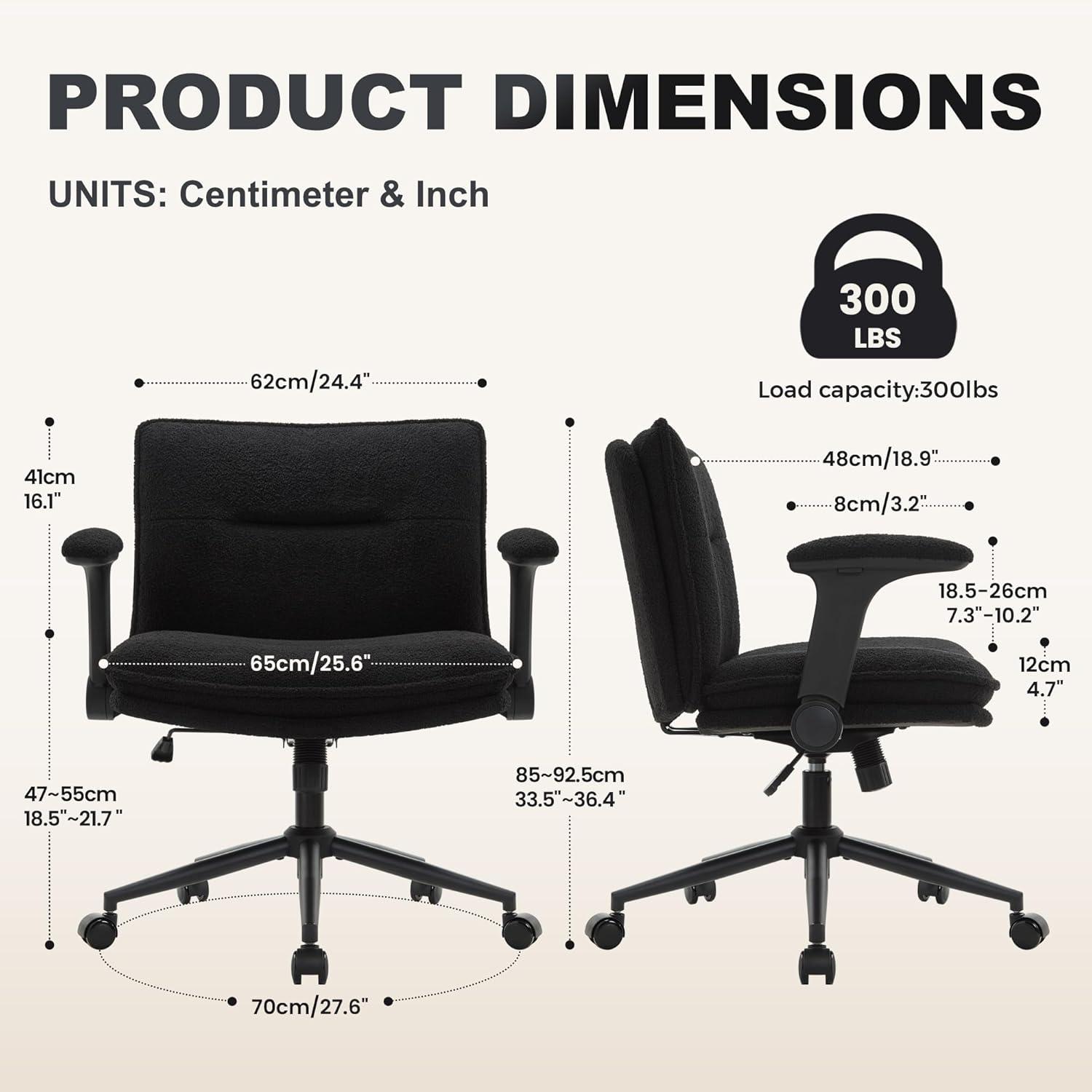 Ergonomischer Schreibtischstuhl Schwarz mit Armlehne & Rollen