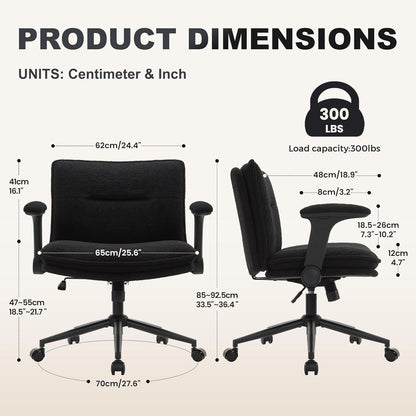 Ergonomischer Schreibtischstuhl Schwarz mit Armlehne & Rollen