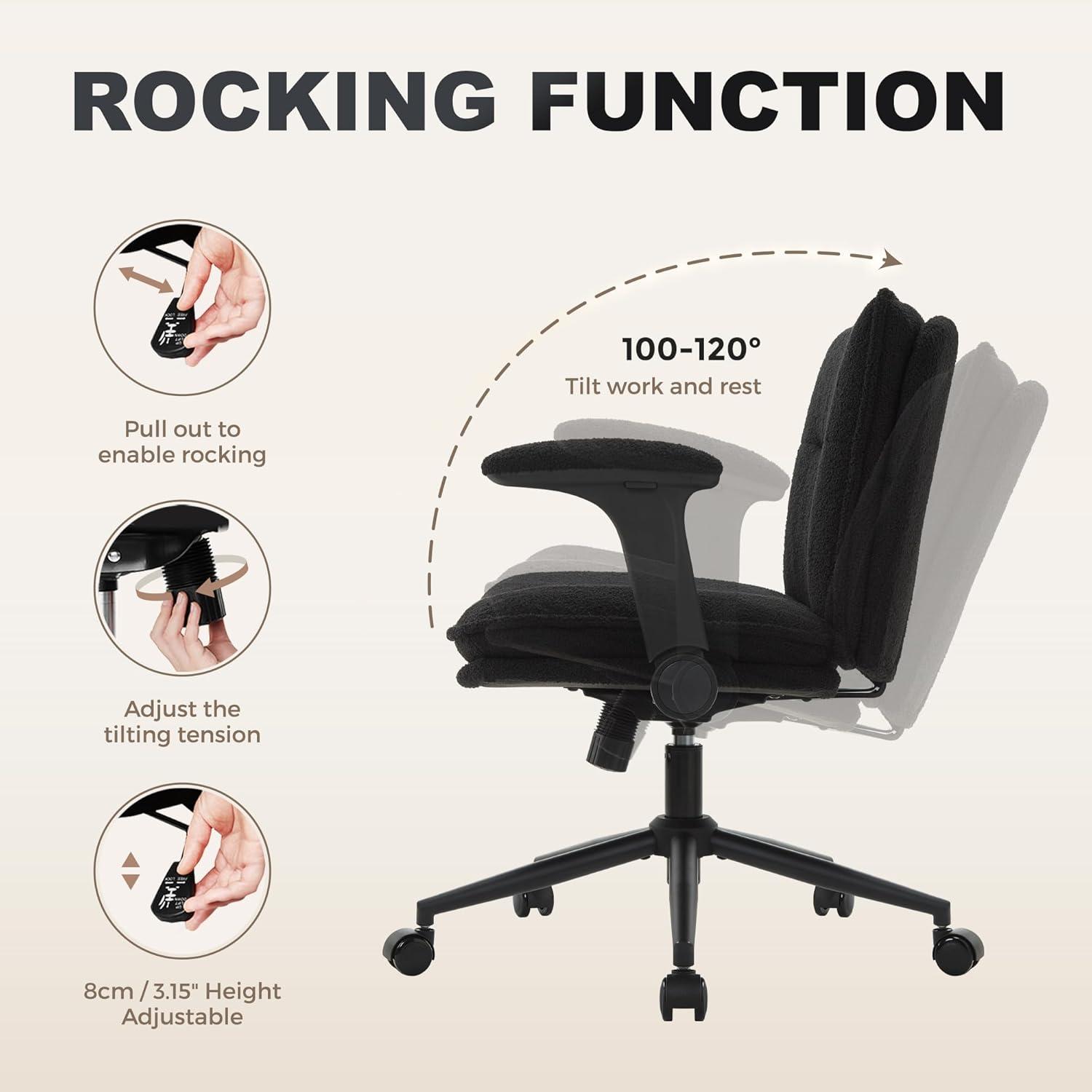 Ergonomischer Schneidersitz Bürostuhl mit Armlehne Schwarz