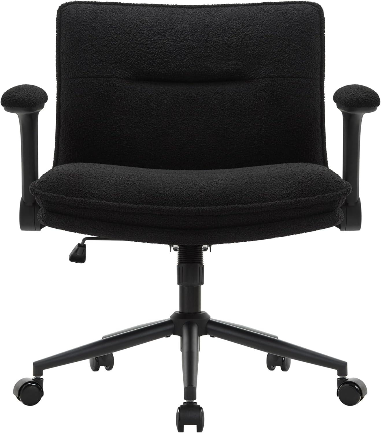 Schreibtischstuhl Schneidersitz Armlehne Rollen Schwarz