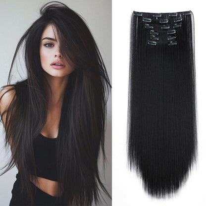 Haarverlängerung glatt, 65cm, Naturschwarz – 6 Teile