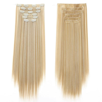 Haarverlängerung Clip-in glatt, 65cm Naturblond & Bleichblond