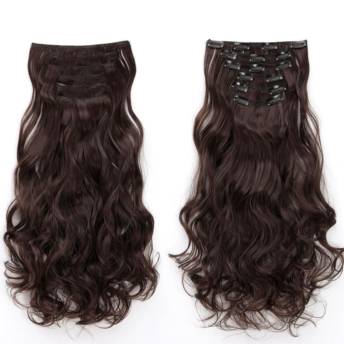 48cm gewellte Haarverlängerung Clip-in, mittelbraun