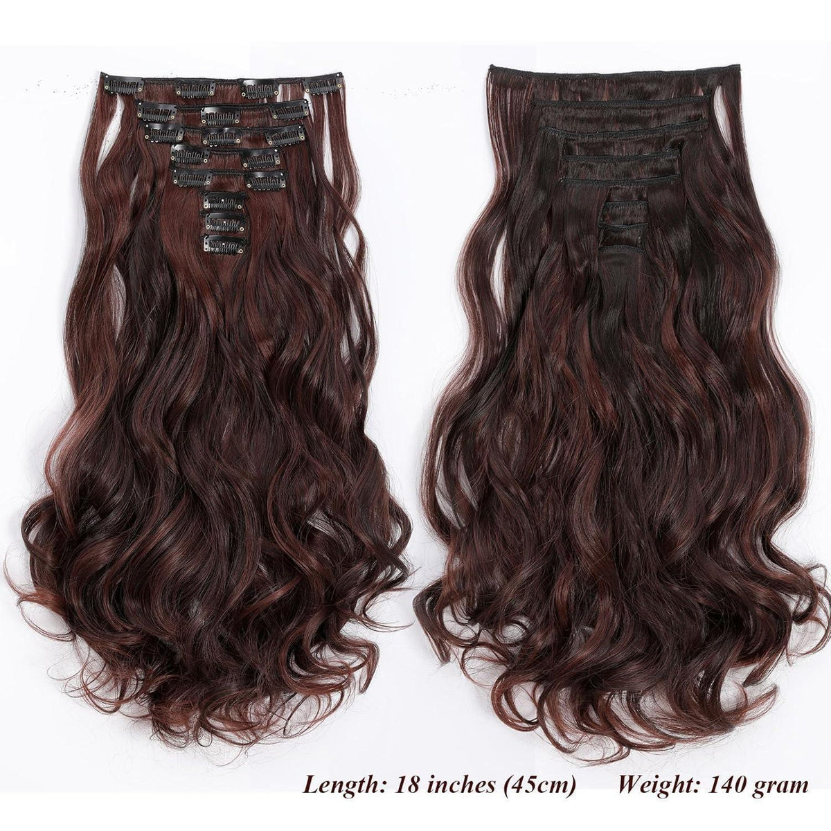 Welliges Haarverdichtung Clip-In – Dunkelbraun & Kastanienbraun