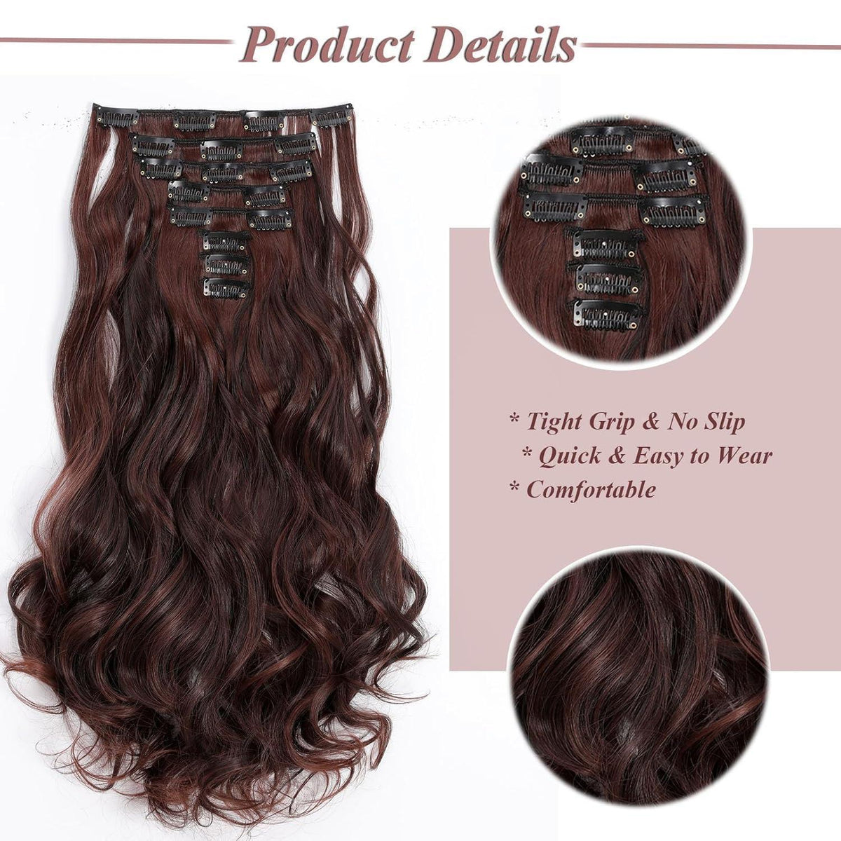Welliges Haarverdichtung Clip-In – Dunkelbraun & Kastanienbraun
