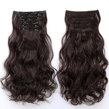 48cm gewellte Haarverlängerung dunkelbraun – 6-teilig Clip-In