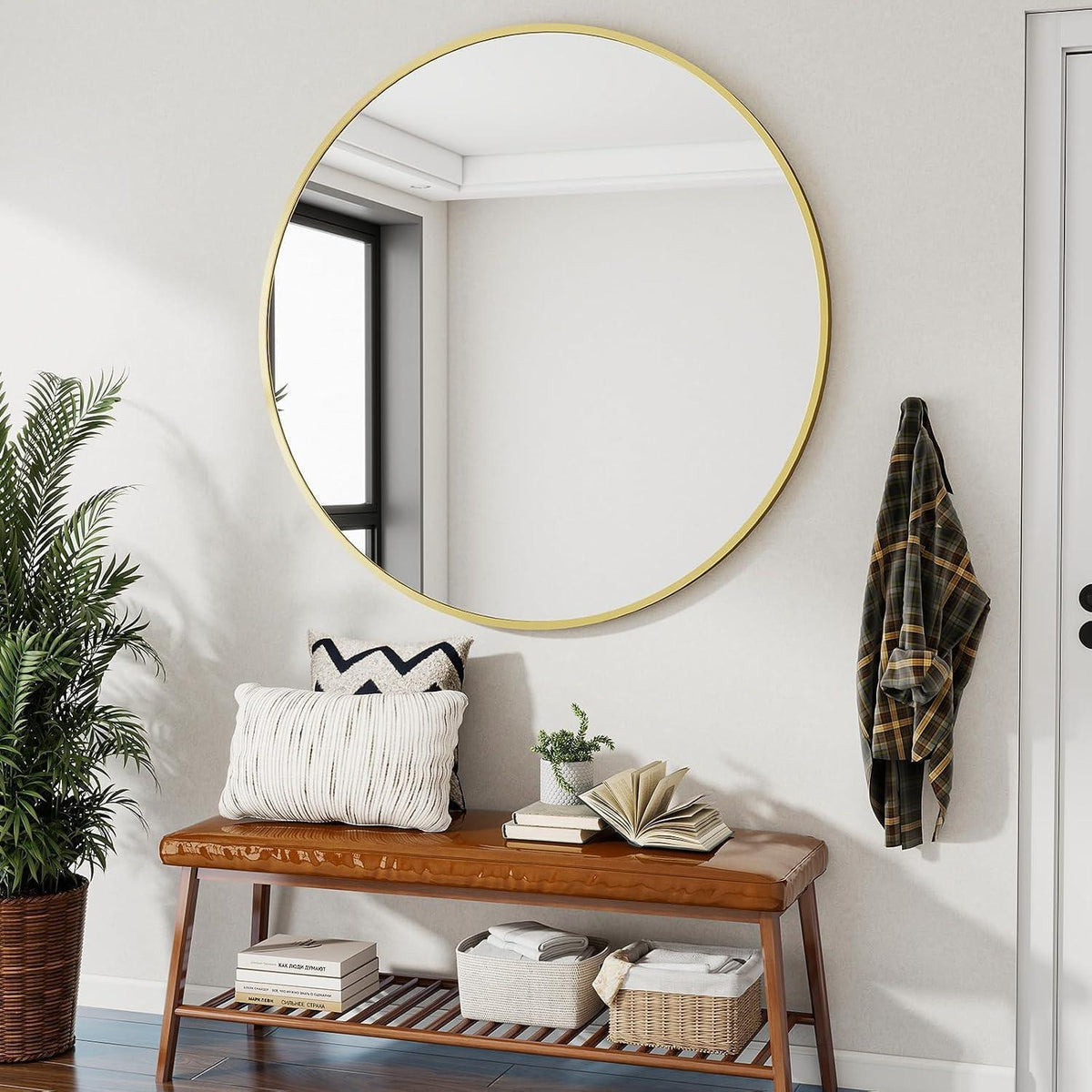 Runder Wandspiegel 120cm Gold – Moderner Badezimmer Spiegel