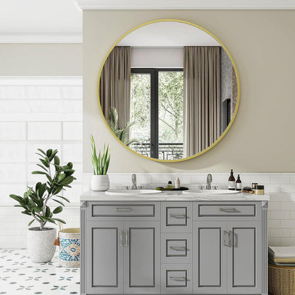 Runder Wandspiegel 120cm Gold – Moderner Badezimmer Spiegel