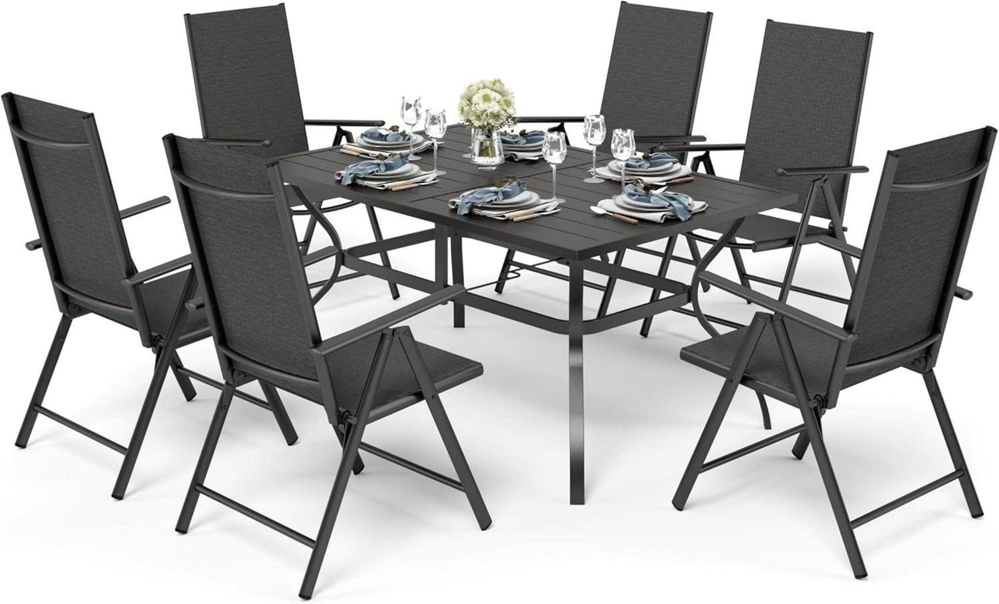 Gartenmöbel Set 6 Verstellbar 7 Sitzpositionen klappbar