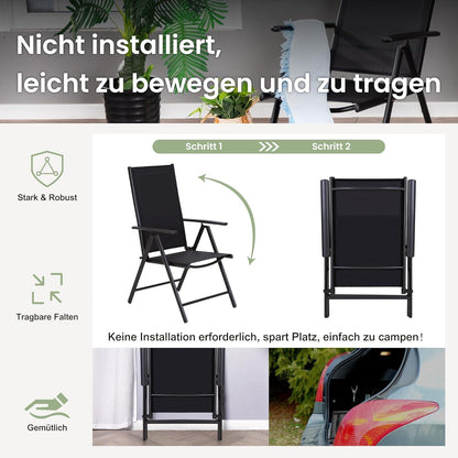 PHI VILLA Gartenmöbel Set 6 Stühle Verstellbar Wetterschutz