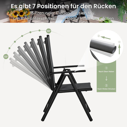 Gartenmöbel Set 6 Stühle Verstellbar klappbar wetterfest