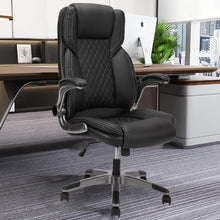 Ergonomischer Bürostuhl Schwarz 180 kg Belastbarkeit PU Leder Armlehne