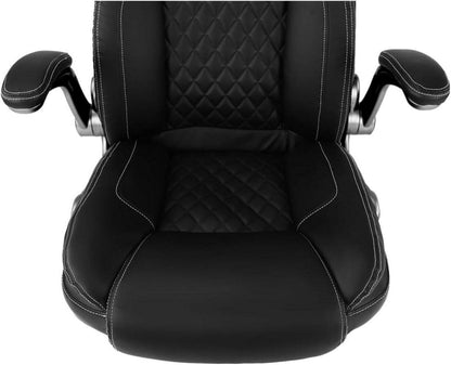 KCREAM Bürostuhl Schwarz PU Leder Chefsessel 180kg Belastbarkeit