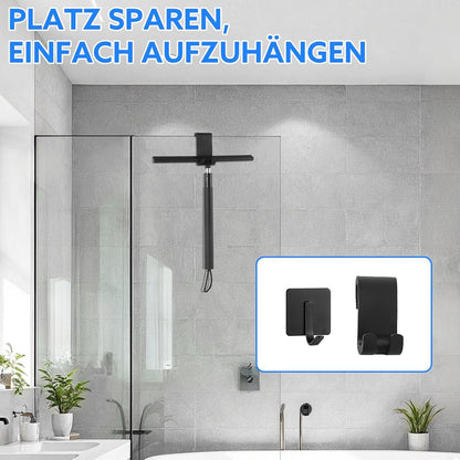 Duschabzieher Ausziehbar Schwarz 33-146 cm Silikon Teleskopstiel Halterung Tuchbezug