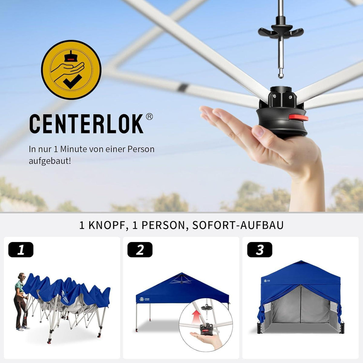 3x3m Faltpavillon wasserdicht mit Seitenwänden & UV-Schutz