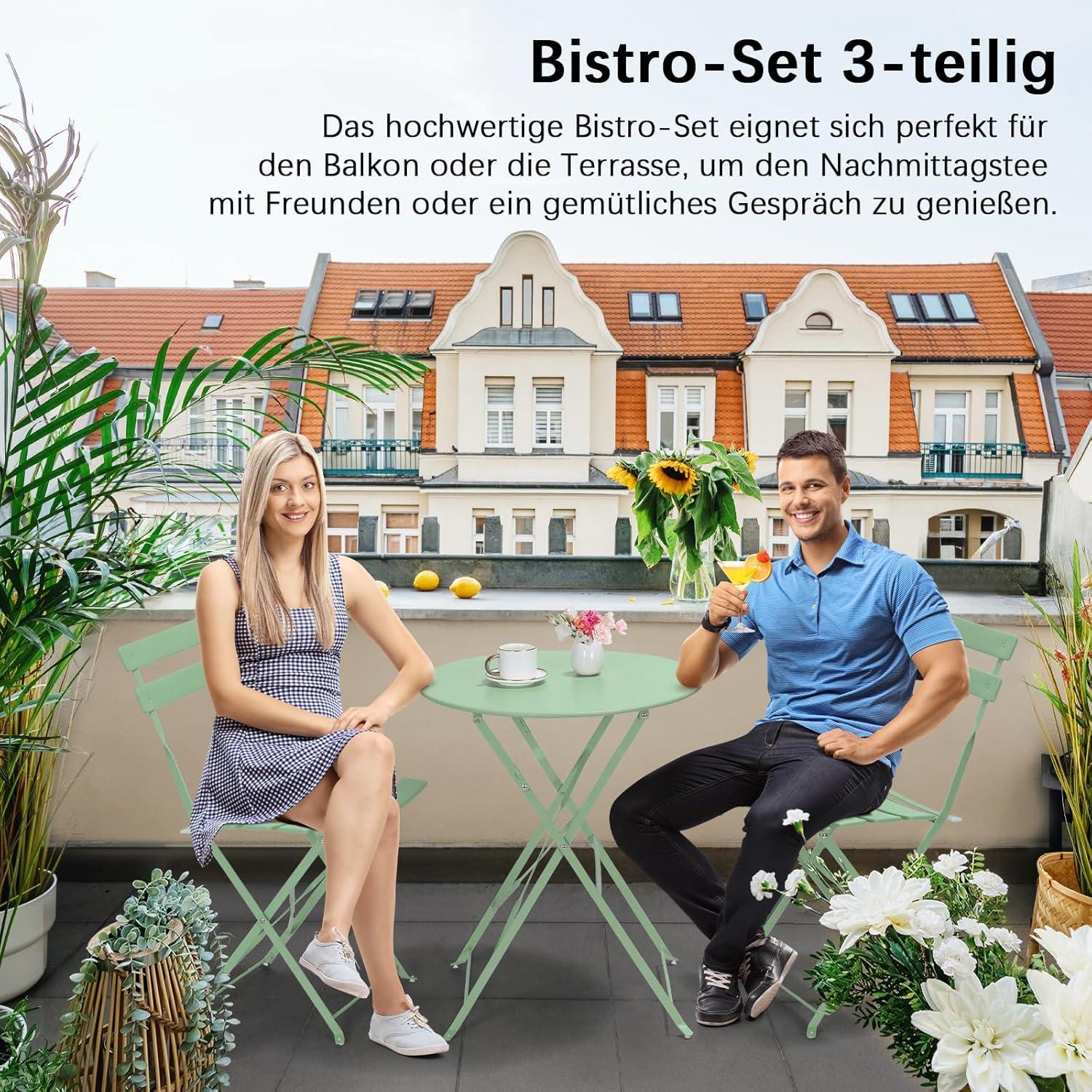 Bistro Set Balkonmöbel Metall klappbar 3tlg. Grün