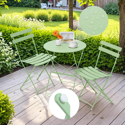 Gartenmöbel Bistro Set Metall Klappbar 3teilig Grün UV-beständig