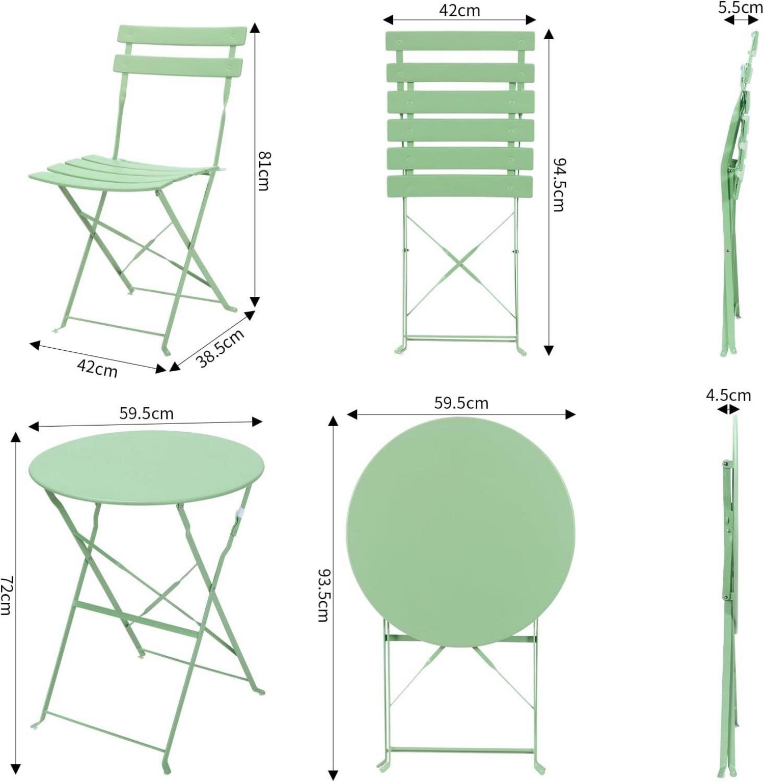 Bistro Set Balkonmöbel Metall klappbar 3tlg. Grün