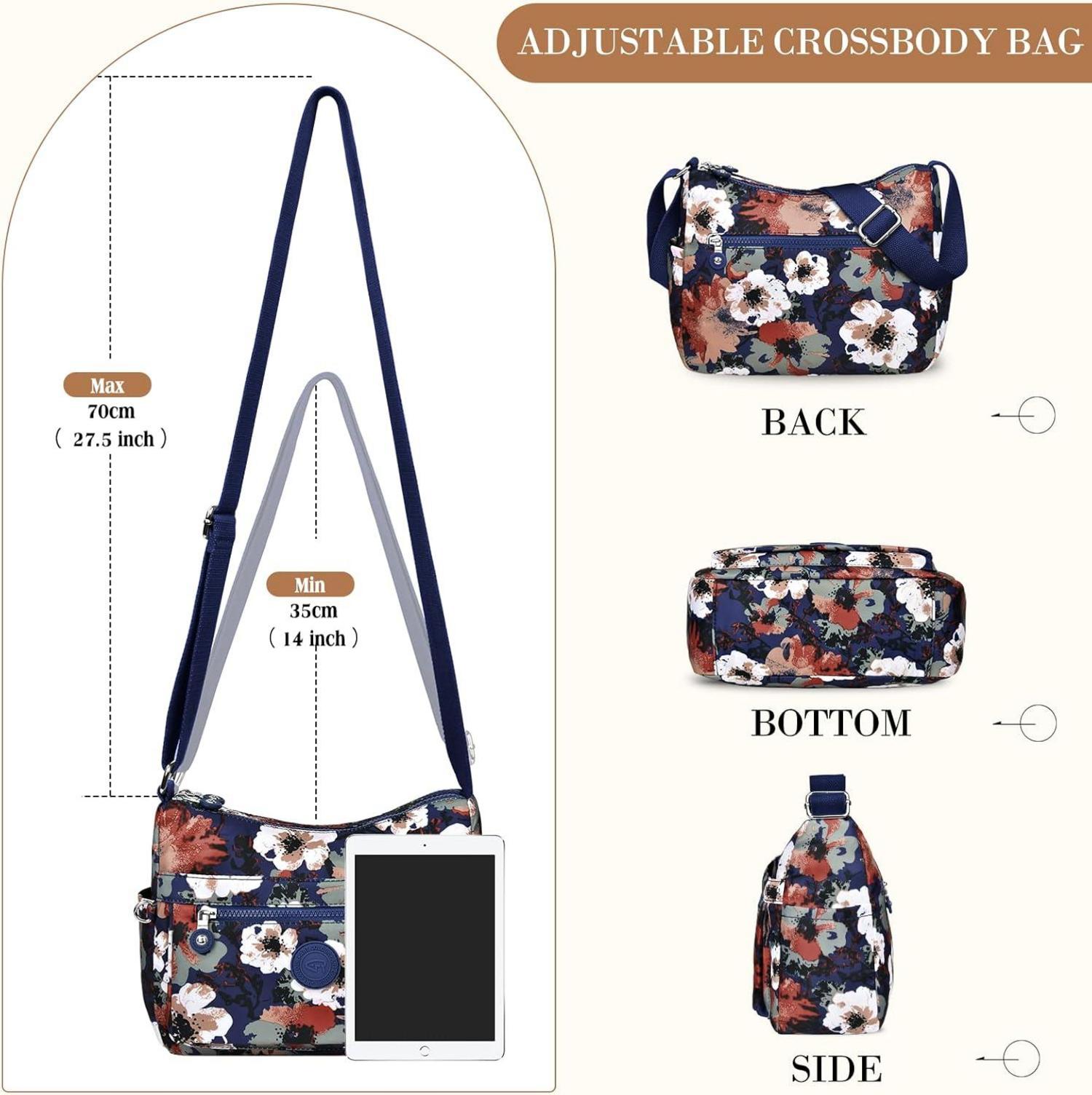Umhängetasche Damen Mittelgroß Wasserdicht Nylon Crossbody Bag Vielen