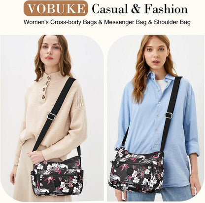 Umhängetasche Damen Wasserdicht Nylon Crossbody Bag Fächer Einkaufen