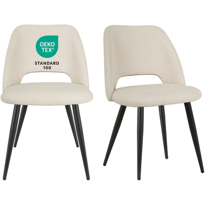 Esszimmerstühle 2er Set, Samt, Beige – Modern & Komfortabel