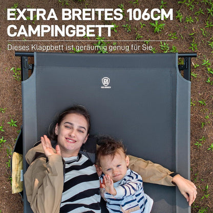 XXL Feldbett 214cm extra breit, 300kg belastbar, grau
