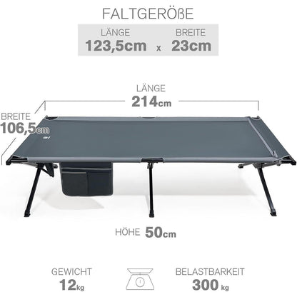 XXL Feldbett 214cm extra breit, 300kg belastbar, grau