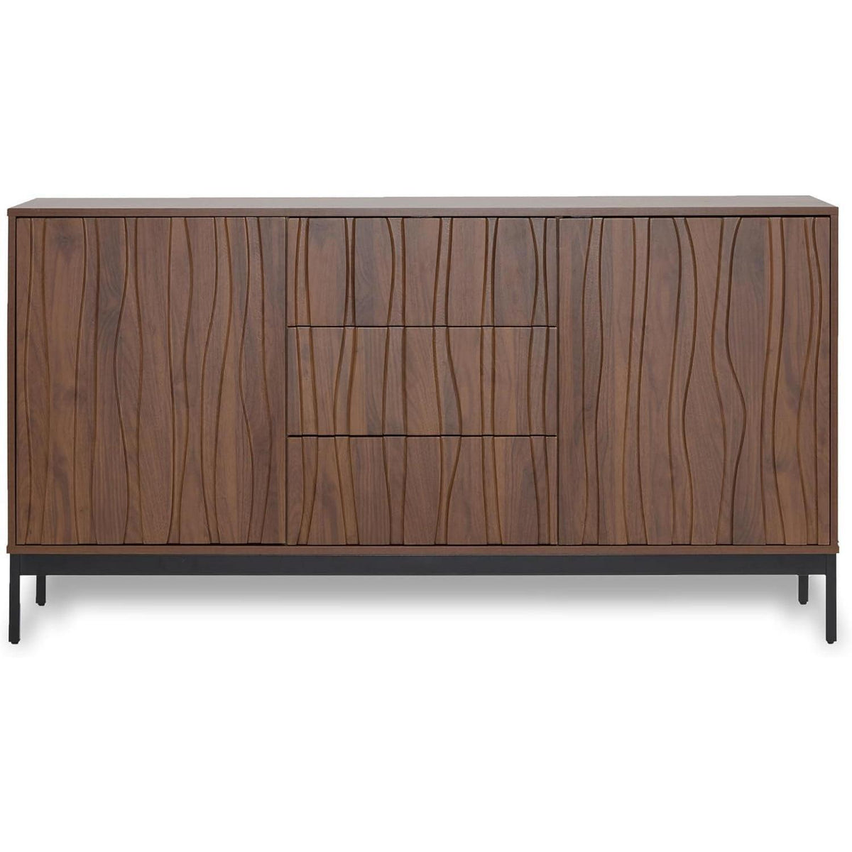 Sideboard Eiche Dunkel 150cm | 2 Türen, 3 Schubladen & Verstellbare Regale