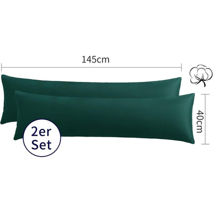 Seitenschläferkissen Bezug 40x145 Baumwolle 2er Set Dunkelgrün