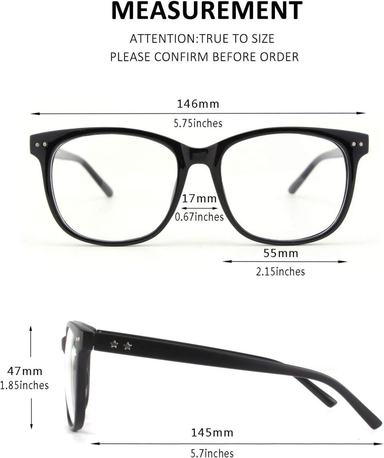 GQUEEN Hornbrille Großer Rahmen UV400 Tasche Mikrofaser Reinigungstuch