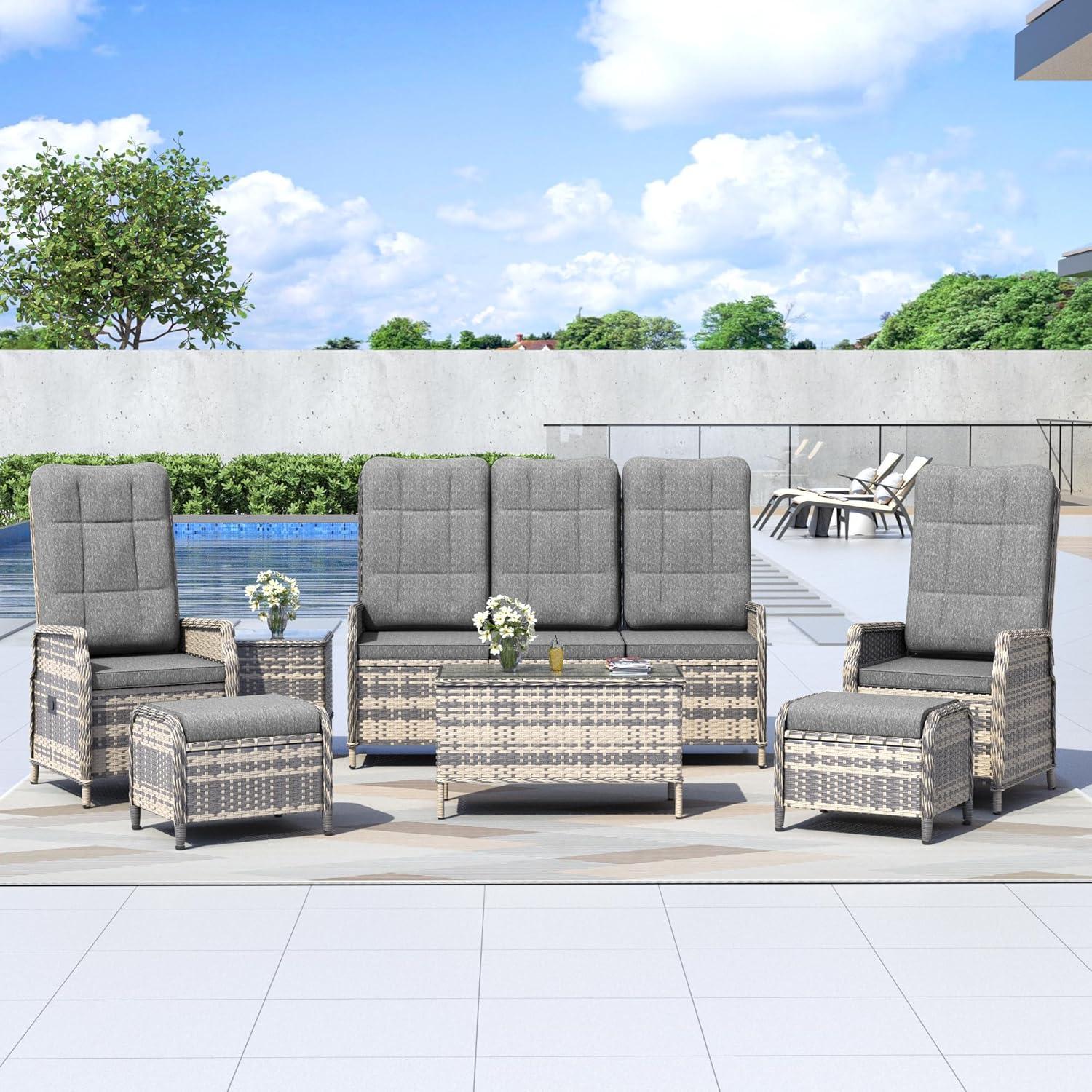 Polyrattan Lounge Set 5 Personen, Gartenmöbel Sitzgruppe mit