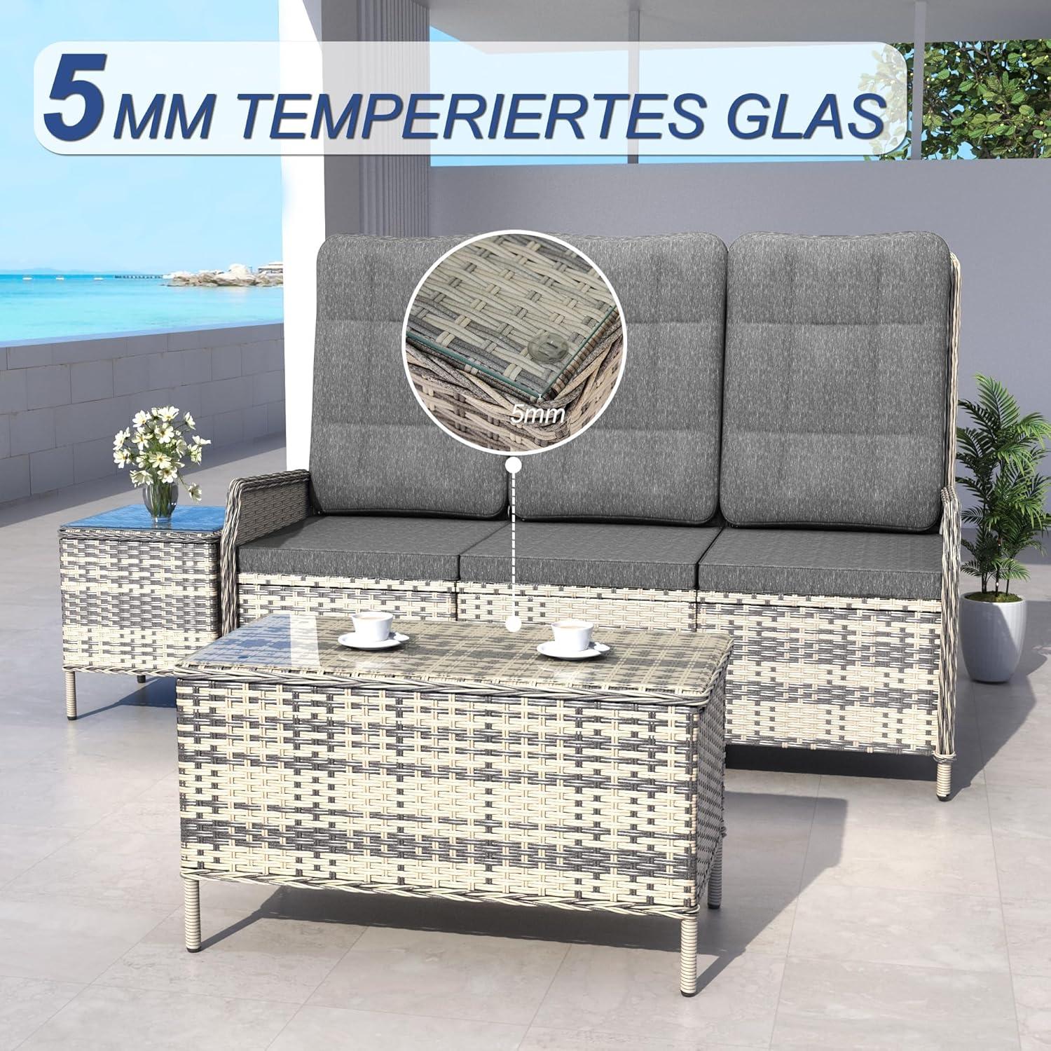 Polyrattan Lounge Set 5 Personen Terrasse Gruy Gartenmöbel