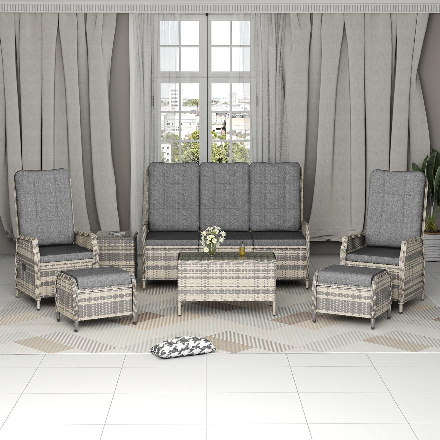 Polyrattan Lounge Set 5 Personen Terrasse Gruy Gartenmöbel