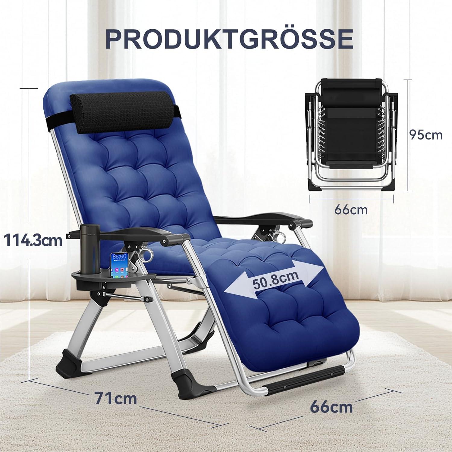 MOPHOTO Zero Gravity Liegestuhl klappbar mit Polster und