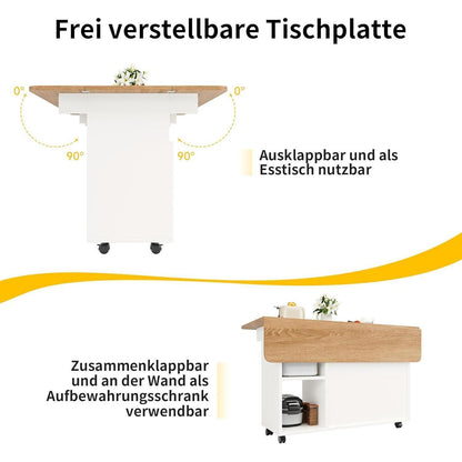 Moderne Kücheninsel mit Stauraum & klappbarem Tisch