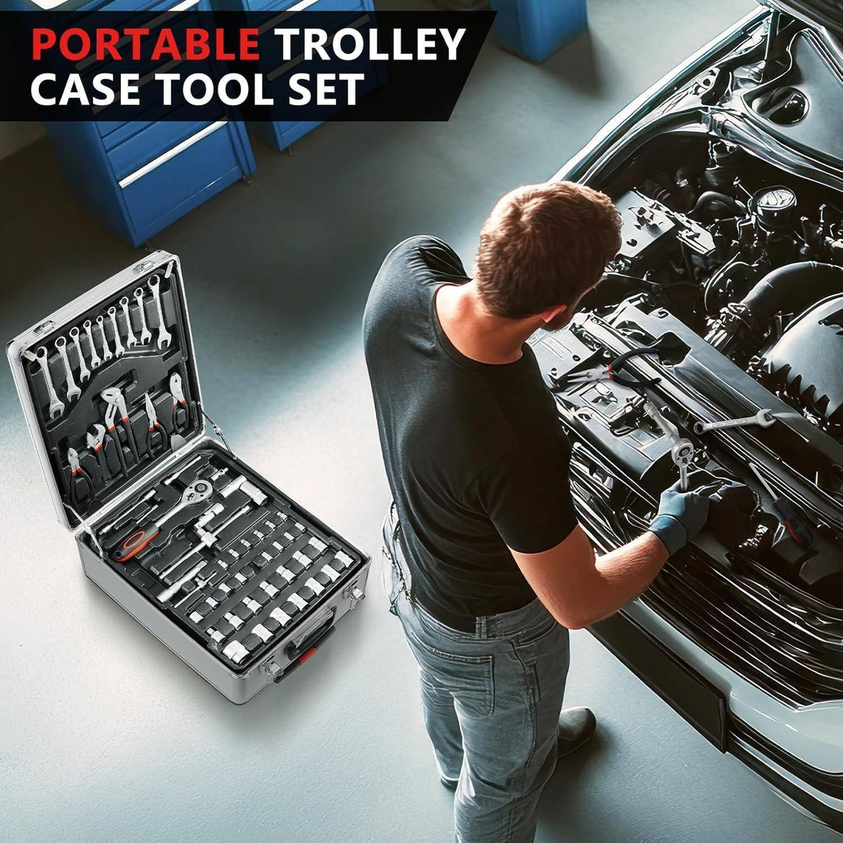 Werkzeugkoffer 799-teilig mit Aluminium-Trolley und Zubehör