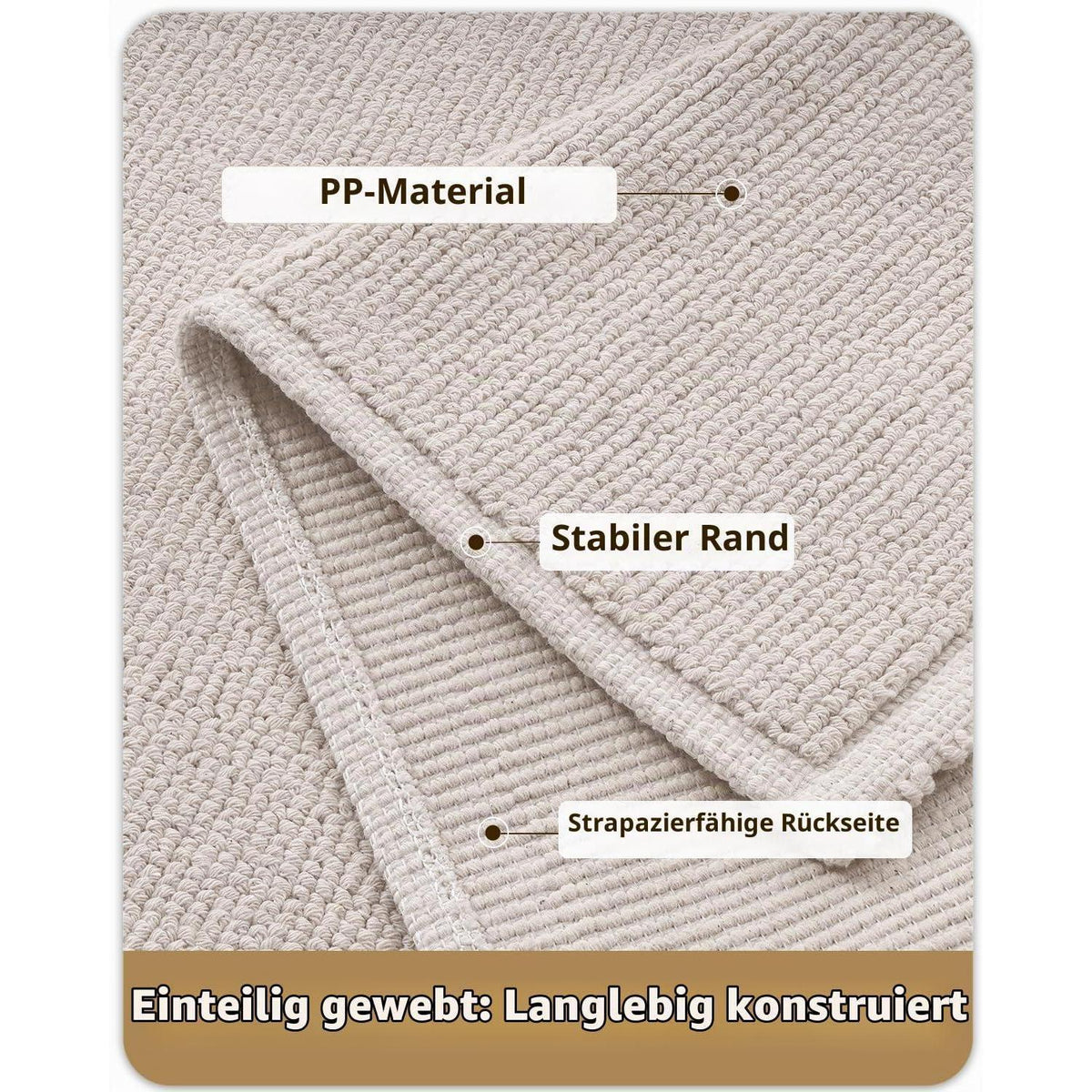Fußmatte Beige 120x180cm - Waschbar & Faltbar für Innen & Außen