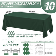 10er-Pack Jägergrüne Tischdecken 60x102 Zoll – Rechteckig & Waschbar