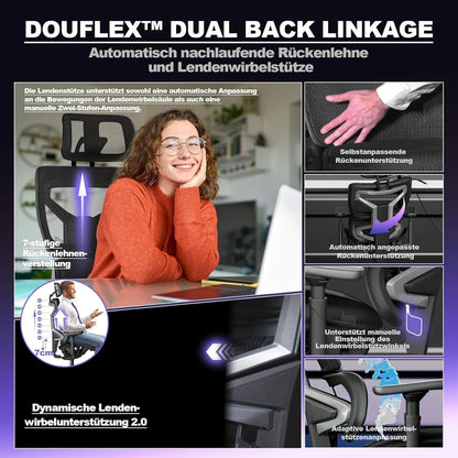 Bürostuhl 200KG Ergonomisch Testsieger 4D+Magic Armlehnen