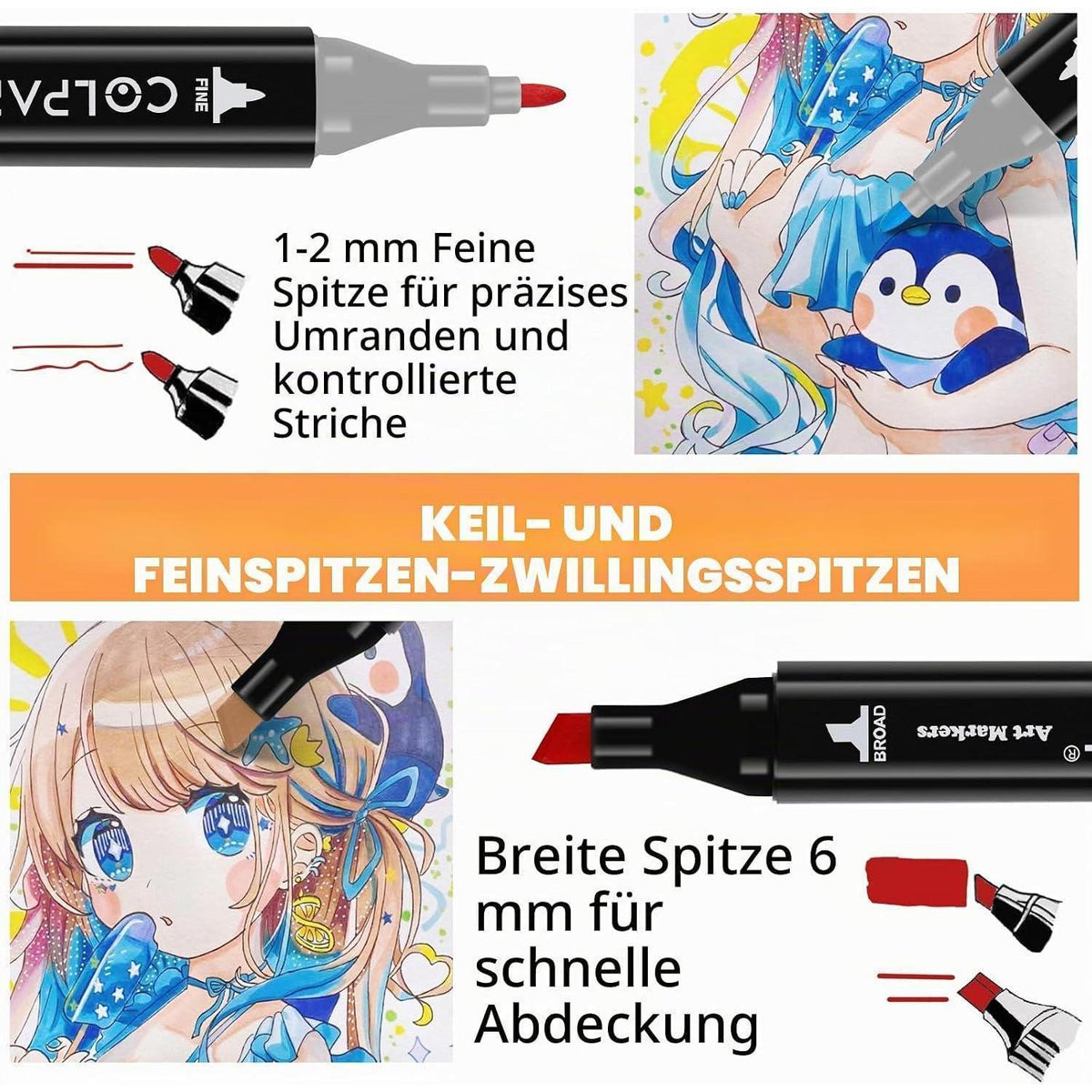 Alkohol Marker Set 262 Farben – Dual Tip für Illustration & Design