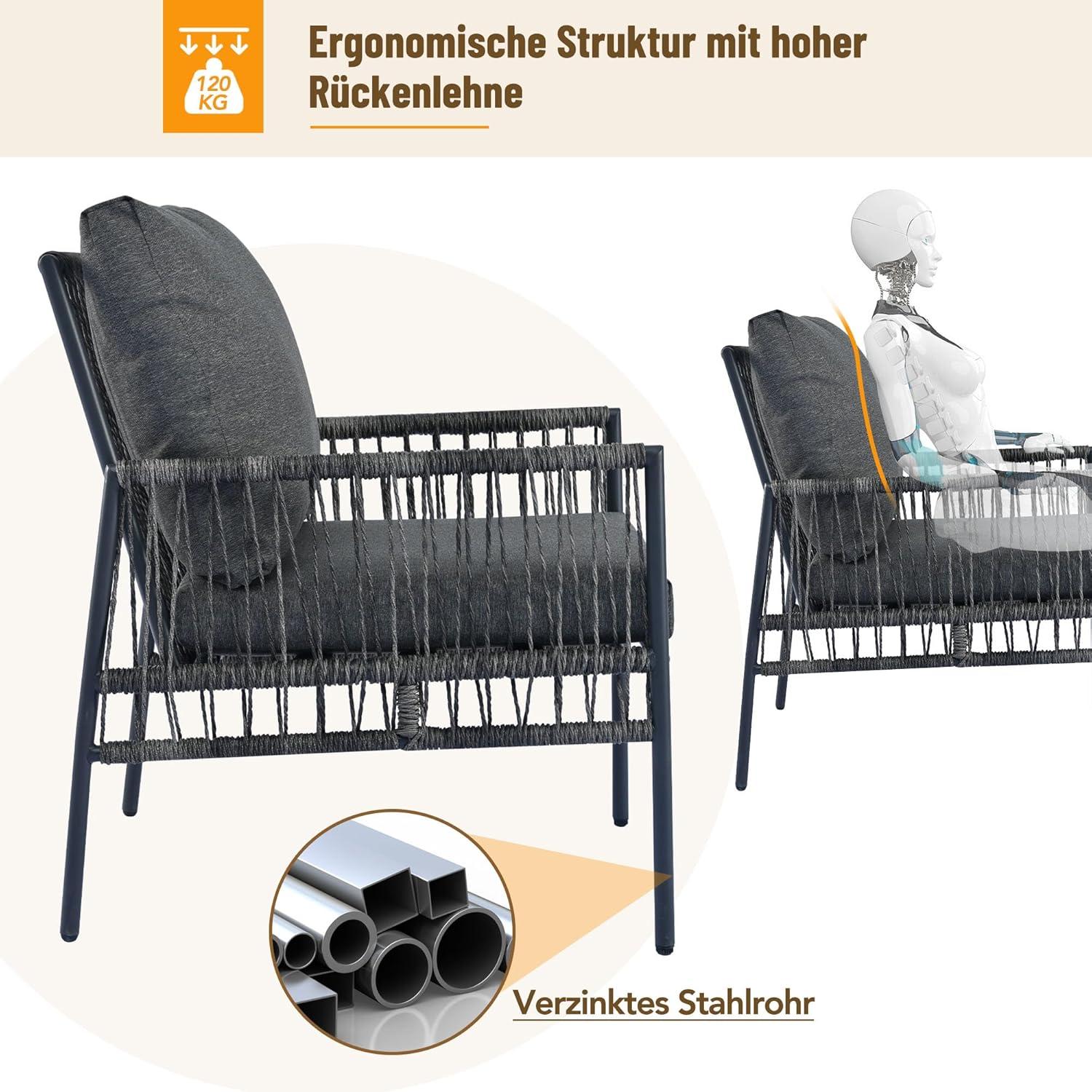 Gegtuon Gartenmöbel Sitzgruppe 7 Personen Rattan Lounge Sofa Couchtisch Outdoor