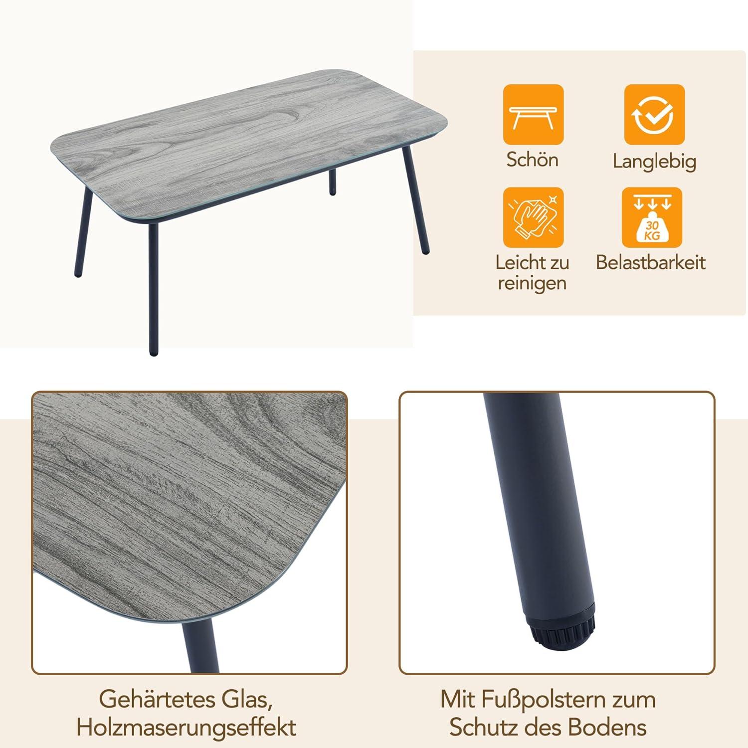 Gartenmöbel Lounge Set Rattan 7 Personen Grau
