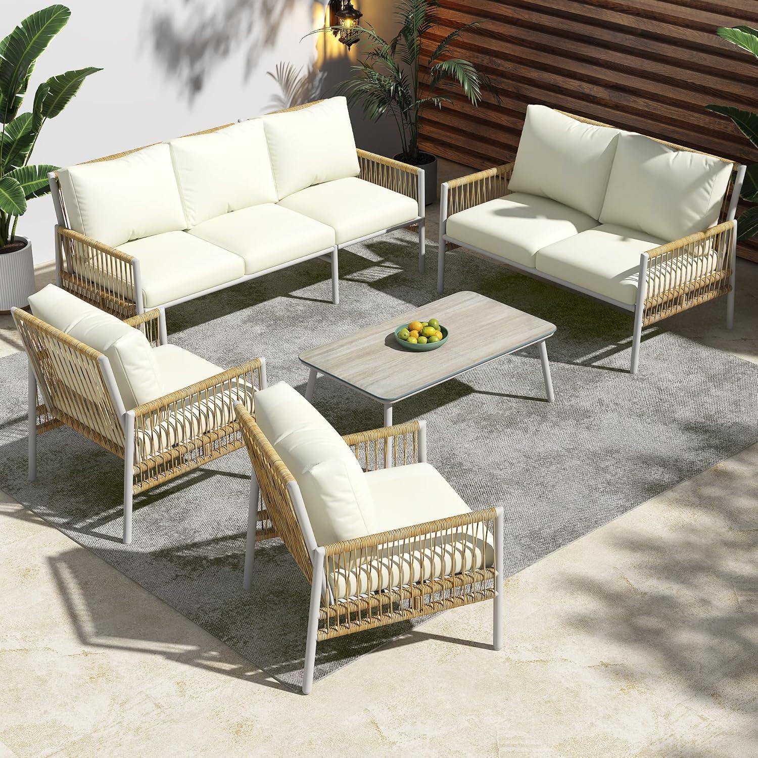 Gartenmöbel Set Rattan Lounge für 7 Personen Sitzgruppe Outdoor