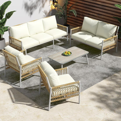 Gartenmöbel Set Rattan Lounge für 7 Personen Sitzgruppe Outdoor