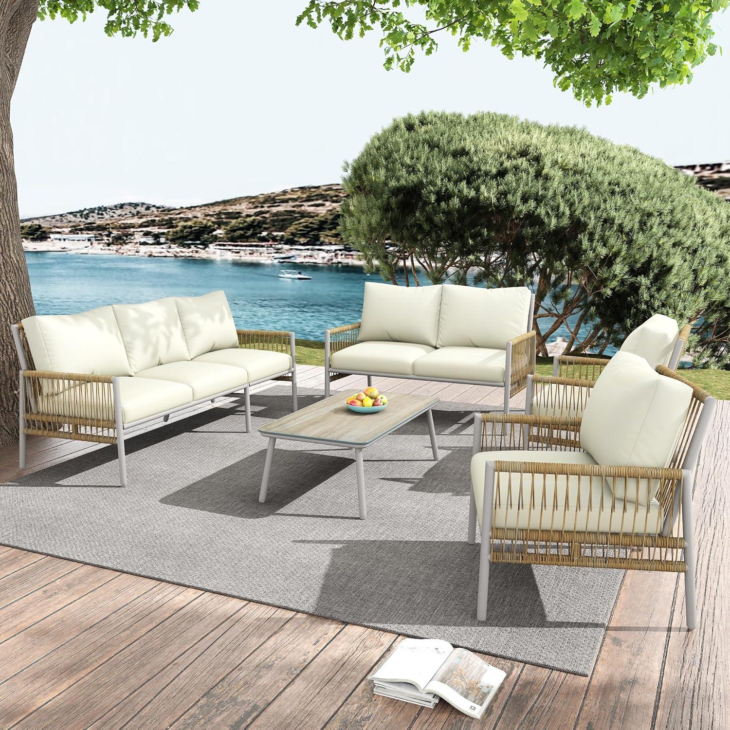 Gartenmöbel Set Rattan Lounge für 7 Personen Sitzgruppe Outdoor