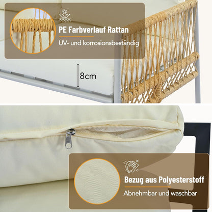 Gartenmöbel Lounge 7 Personen Rattan Sofa Couchtisch Outdoor